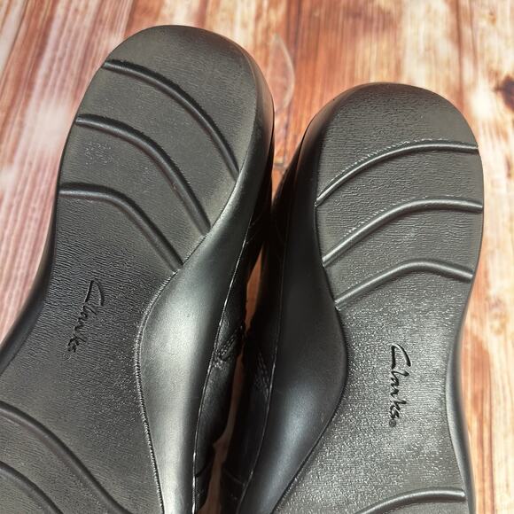 Clarks CORA BRAIDSHOE Size 10 Black Leather Braided Braid Loafers Flats Shoes - Picture 9 of 10